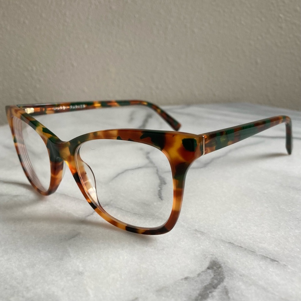 Warby Parker Green and Brown Patterned Glasses